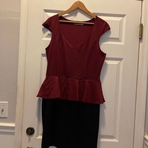 Burgundy Peplum Dress